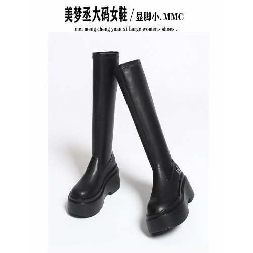 不過膝厚底長筒靴女小個子顯瘦彈力瘦瘦靴胖mm粗腿高筒靴歐美單靴 不過膝厚底長筒靴女小個子顯瘦彈力瘦瘦靴胖mm粗腿高筒靴歐美單靴