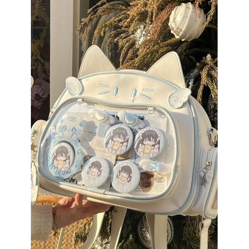 *大版喵包*智齒販賣機原創貓貓痛包大容量銀色日常雙肩斜背