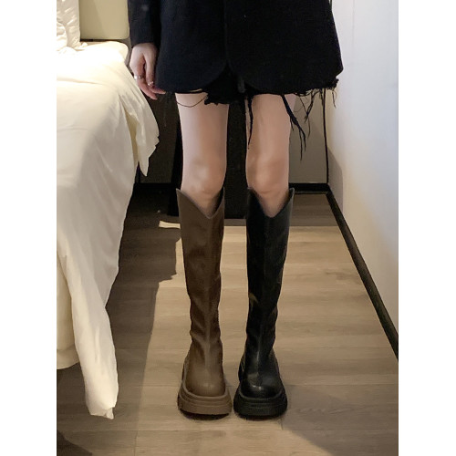 賈不假長筒靴女款2026新款春季黑色高筒靴小個子騎士靴巨好看靴子