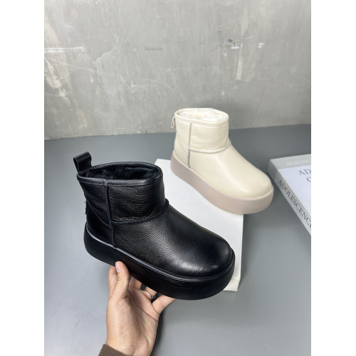 真皮厚底雪地靴女款2025新款冬季防滑加絨短筒靴子加厚保暖大棉鞋