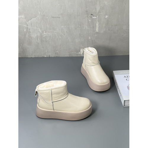 真皮厚底雪地靴女款2025新款冬季防滑加絨短筒靴子加厚保暖大棉鞋