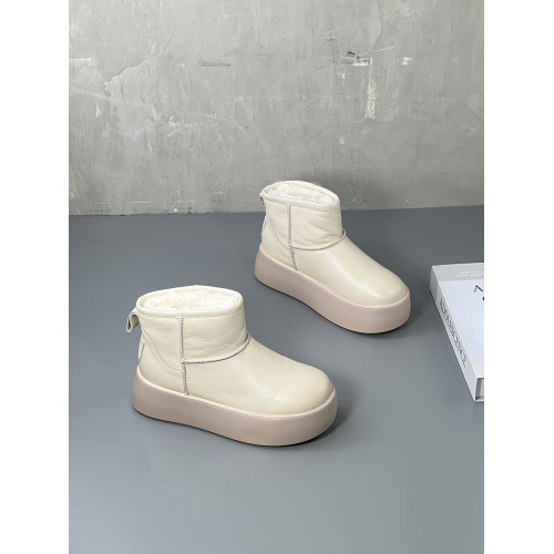 真皮厚底雪地靴女款2025新款冬季防滑加絨短筒靴子加厚保暖大棉鞋