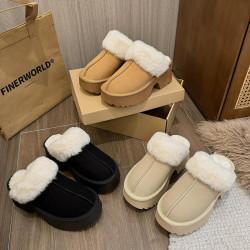 增高真皮厚底低幫毛毛雪地靴2025冬季新款短靴保暖加絨雪地棉鞋