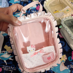 日單新款蕾絲透明娃娃痛包收納包可愛通勤玩偶包女孩收納包彩妝包
