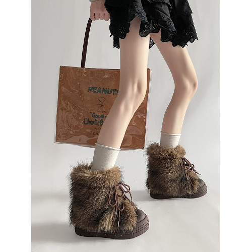 時尚千禧辣妹風保暖抗寒厚底東北雪地靴女款2025年冬天新款大頭靴