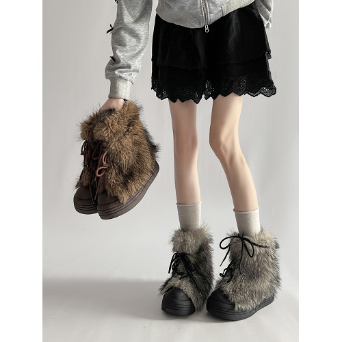 時尚千禧辣妹風保暖抗寒厚底東北雪地靴女款2025年冬天新款大頭靴