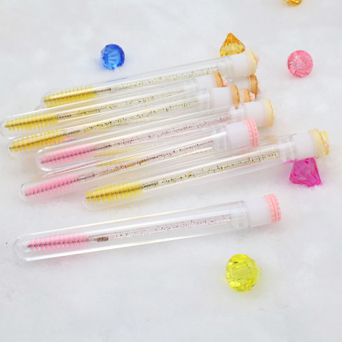 小貓咪多款卡通獨立琯裝睫毛刷一次性水晶梳子可攜式化妝刷透明試琯