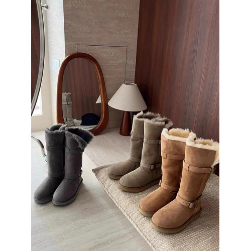 厚底長筒灰色雪地靴女2026新款冬季兩穿中筒加絨不過膝騎士靴棉鞋