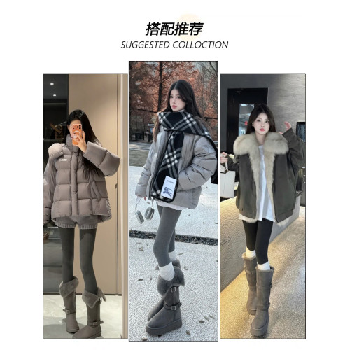 灰色厚底雪地靴女內增高2025新款冬季防水高長筒毛毛加絨加厚棉鞋