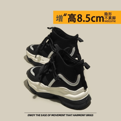 加絨內增高老爹鞋女2025秋冬新款厚底休閒運動鞋增高鞋雪地靴棉鞋