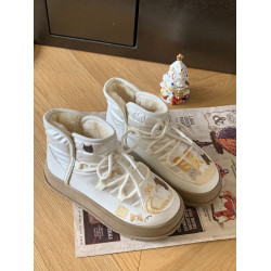 百搭可愛小貓雪地靴女ins冬季新款加絨加厚防滑軟底短筒外穿棉鞋