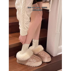 亮片毛毛雪地靴女冬季2025新款懶人一腳蹬棉靴加絨加厚保暖棉鞋潮