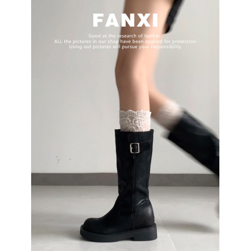 牛皮版~英倫復古圓頭小個子厚底馬丁長筒騎士靴女大筒圍粗腿長靴 牛皮版~英倫復古圓頭小個子厚底馬丁長筒騎士靴女大筒圍粗腿長靴