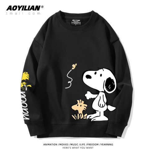 史努比聯名衛衣男女寬鬆情侶ins潮春秋加絨圓領學生外套上衣服潮