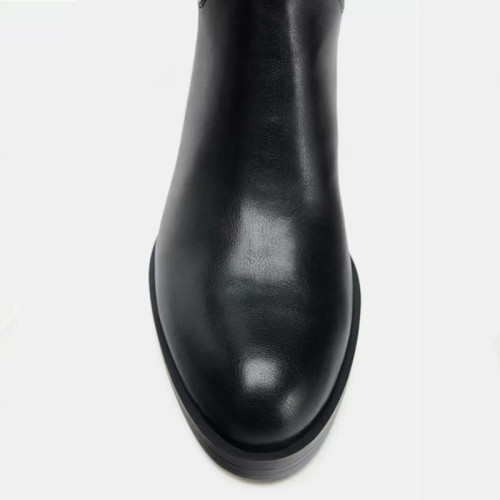 ZA2025新款秋冬女靴長筒厚底騎士靴女馬丁靴高筒粗跟圓頭直筒女靴