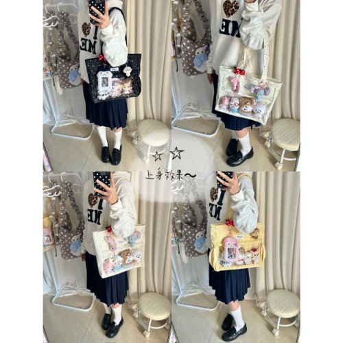 是玉米阿韓系ins立體星星印花通勤追星二次元大容量痛包單肩包