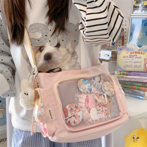 痛包斜背女大容量日常高顔值藍色包包學生黨二次元單肩包挎包手提