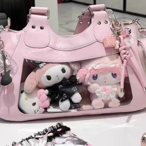 【津古】甜酷辣妹單肩包斜後後背包日常時尚小衆設計感機車風吧唧痛包