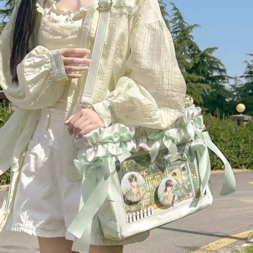 【燭宴】痛包單肩斜背大容量14寸電腦包大食量紥穀少女吧唧