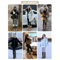 「鞋登」8cm內增高長筒雪地靴2025冬季新款女皮毛一體加絨長靴