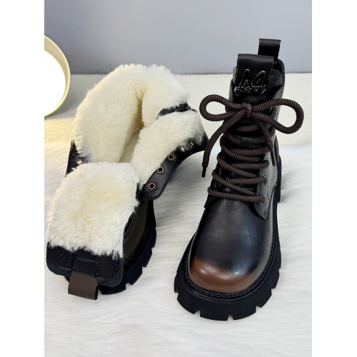 雪地靴女皮毛一體2025秋冬季新款加絨加厚保暖休閒百搭馬丁靴短靴 雪地靴女皮毛一體2025秋冬季新款加絨加厚保暖休閒百搭馬丁靴短靴