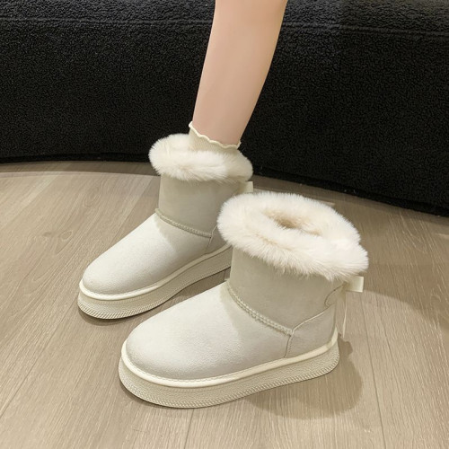 大碼女鞋41到43雪地棉女款冬季加絨厚底短靴新款棉鞋白色雪地靴女 大碼女鞋41到43雪地棉女款冬季加絨厚底短靴新款棉鞋白色雪地靴女