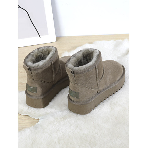 純羊毛雪地靴女2024冬季季新款皮毛一體短筒厚底加絨加厚東北棉鞋