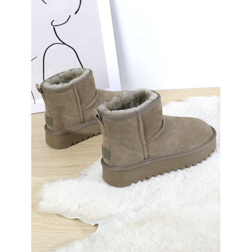 純羊毛雪地靴女2024冬季季新款皮毛一體短筒厚底加絨加厚東北棉鞋