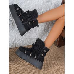 松糕厚底女鞋子2025冬季新款時尚雪地靴增高系帶小衆加絨加厚保暖