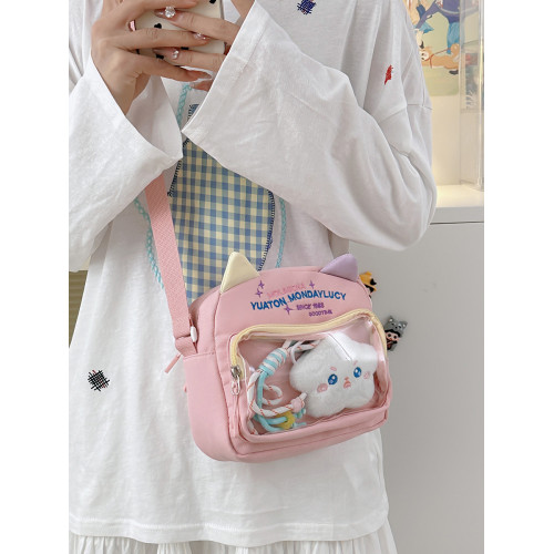 貓咪二次元透明斜後後背包2026新款夏可愛小包包女學生單肩包痛包娃包