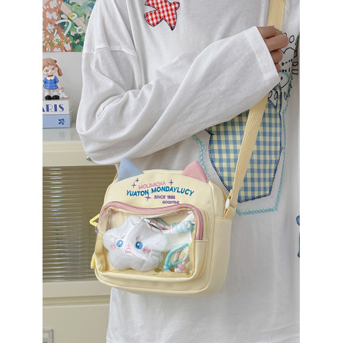 貓咪二次元透明斜後後背包2026新款夏可愛小包包女學生單肩包痛包娃包