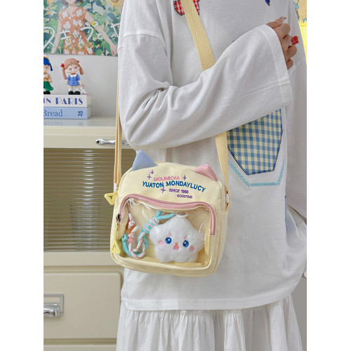 貓咪二次元透明斜後後背包2026新款夏可愛小包包女學生單肩包痛包娃包