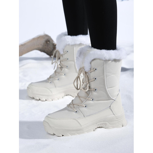 黑色雪地靴女冬季加絨加厚保暖棉鞋防水防滑東北戶外滑雪大棉靴子