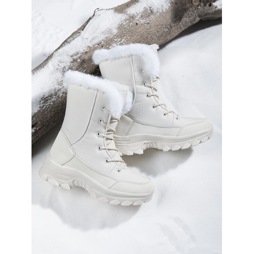 黑色雪地靴女冬季加絨加厚保暖棉鞋防水防滑東北戶外滑雪大棉靴子