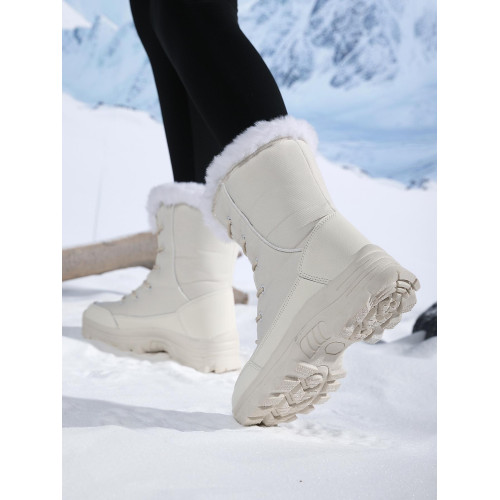 黑色雪地靴女冬季加絨加厚保暖棉鞋防水防滑東北戶外滑雪大棉靴子