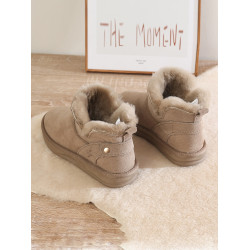 牛皮羊毛雪地靴女2025新款冬季皮毛一體加絨短筒低幫防滑保暖棉鞋