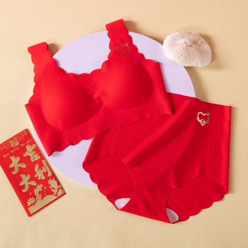 女童內衣本命年紅色套裝發育期學生兒童青少年女孩小背心少女文胸