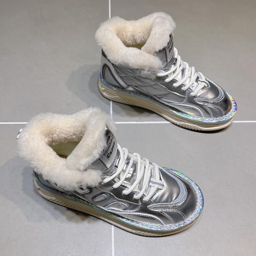 皮毛一體雪地靴女2025年冬季新款加絨保暖東北棉鞋時尚百搭高幫鞋