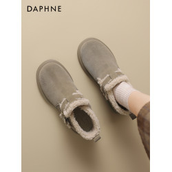 達芙妮雪地靴女款2026新款冬季靴子加絨棉鞋女厚底勃肯鞋毛絨短靴