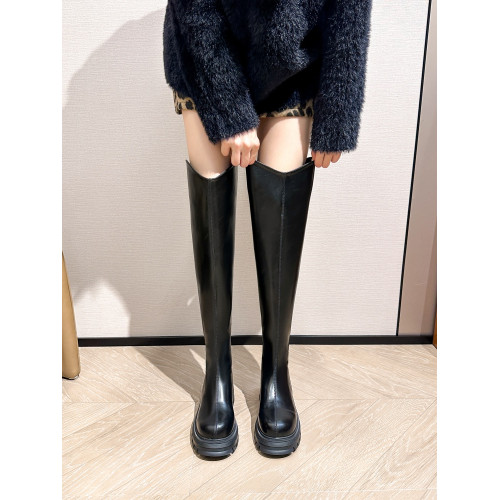 美夢丞過膝長靴女大筒圍粗腿瘦瘦靴平底高筒騎士靴加絨長靴大碼41