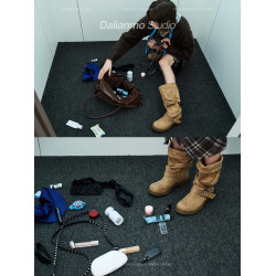 韓版nt3同款卡其色靴子女皮帶釦堆積靴粗跟堆堆靴中筒靴做舊中筒