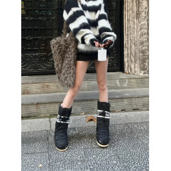 網紅厚底大頭雪地靴女冬2025新款羽絨棉鞋防水防滑加絨時尚滑雪靴