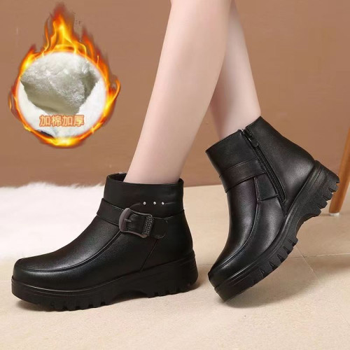 冬季新款一腳蹬加絨棉鞋保暖舒適媽媽鞋加厚時尚百搭潮流短靴女鞋 冬季新款一腳蹬加絨棉鞋保暖舒適媽媽鞋加厚時尚百搭潮流短靴女鞋