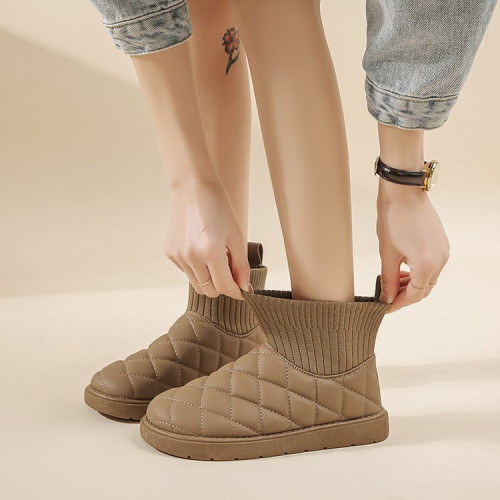 雪地靴女鞋子冬季加絨加厚靴子2026新款爆款棉鞋外穿東北麵包棉靴