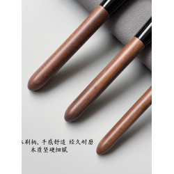 新品胡桃木動物毛桃心腮紅刷高光刷坡型眼下定妝刷修容刷