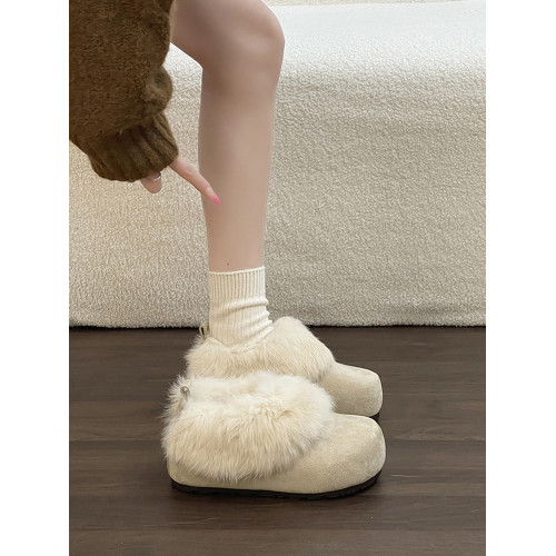 內增高毛毛淺口保暖雪地靴女2026冬季新款加絨保暖短筒厚底毛毛靴