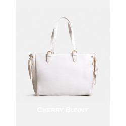櫻桃兔CherryBunny V字蝴蝶系列 單肩斜背絲帶痛包  PU 象牙白色