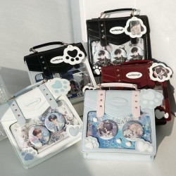 原創日常百搭透明斜背二次元徽章吧唧痛包女雙肩三背【熊熊總督】