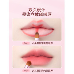 歐億姿雙頭脣刷口紅伸縮可攜式脣線筆塗嘴脣化妝帶蓋矽膠脣刷化妝刷