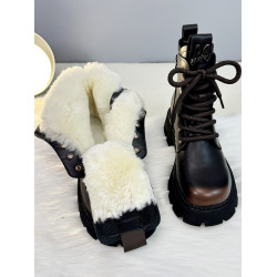 皮毛一體雪地靴女2025冬季加厚防滑羊毛大棉鞋厚底馬丁靴真皮短靴